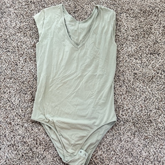 Everlane V-Nevk Supima Cotton Ballet Bodysuit Laurel Sage Green Medium - Picture 1 of 6